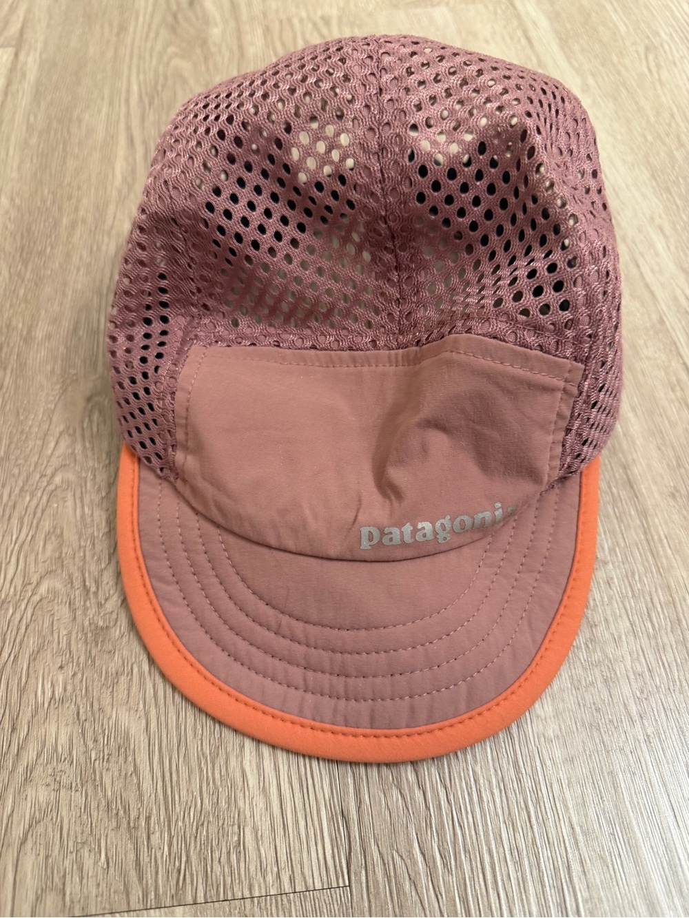 Patagonia Dusty Pink Mesh Cap with Orange Brim